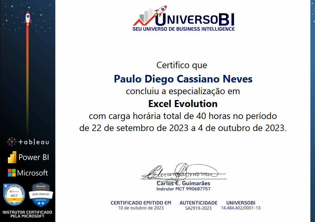 Certificado de Excel